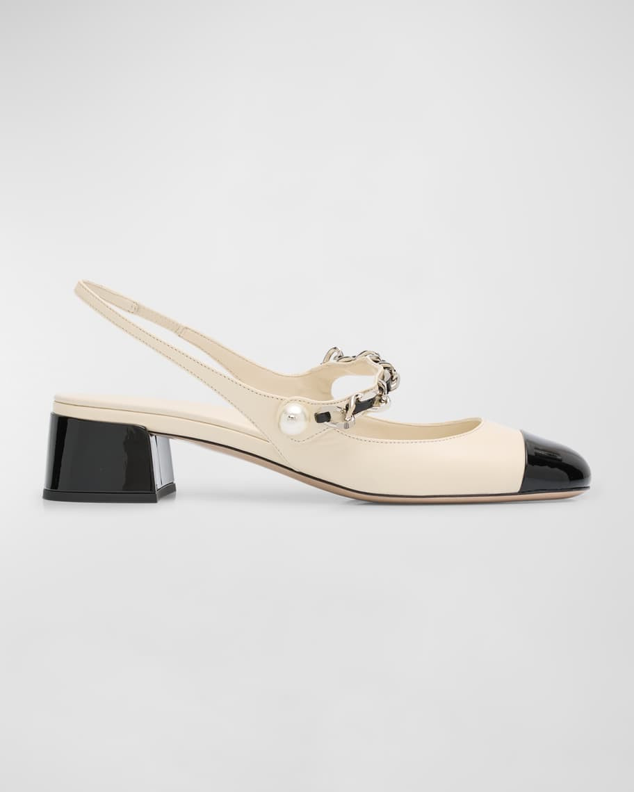Miu Miu Bicolor Leather Mary Jane Slingback Pumps | Neiman Marcus