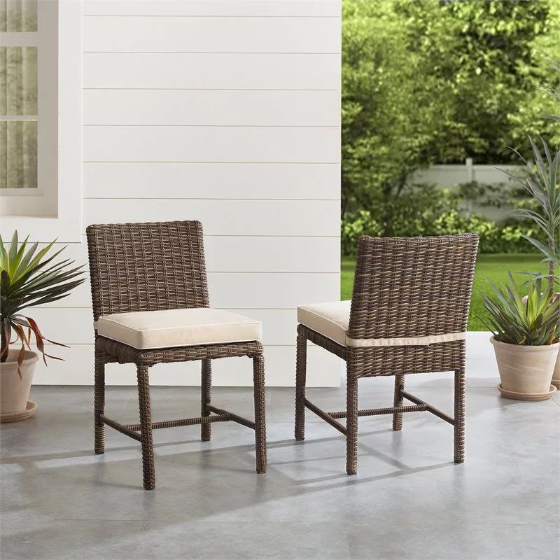 Bradenton 2Pc Outdoor Wicker Dining Chair Set Sand/Weathered Brown - 2 Dining Chairs - Walmart.co... | Walmart (US)