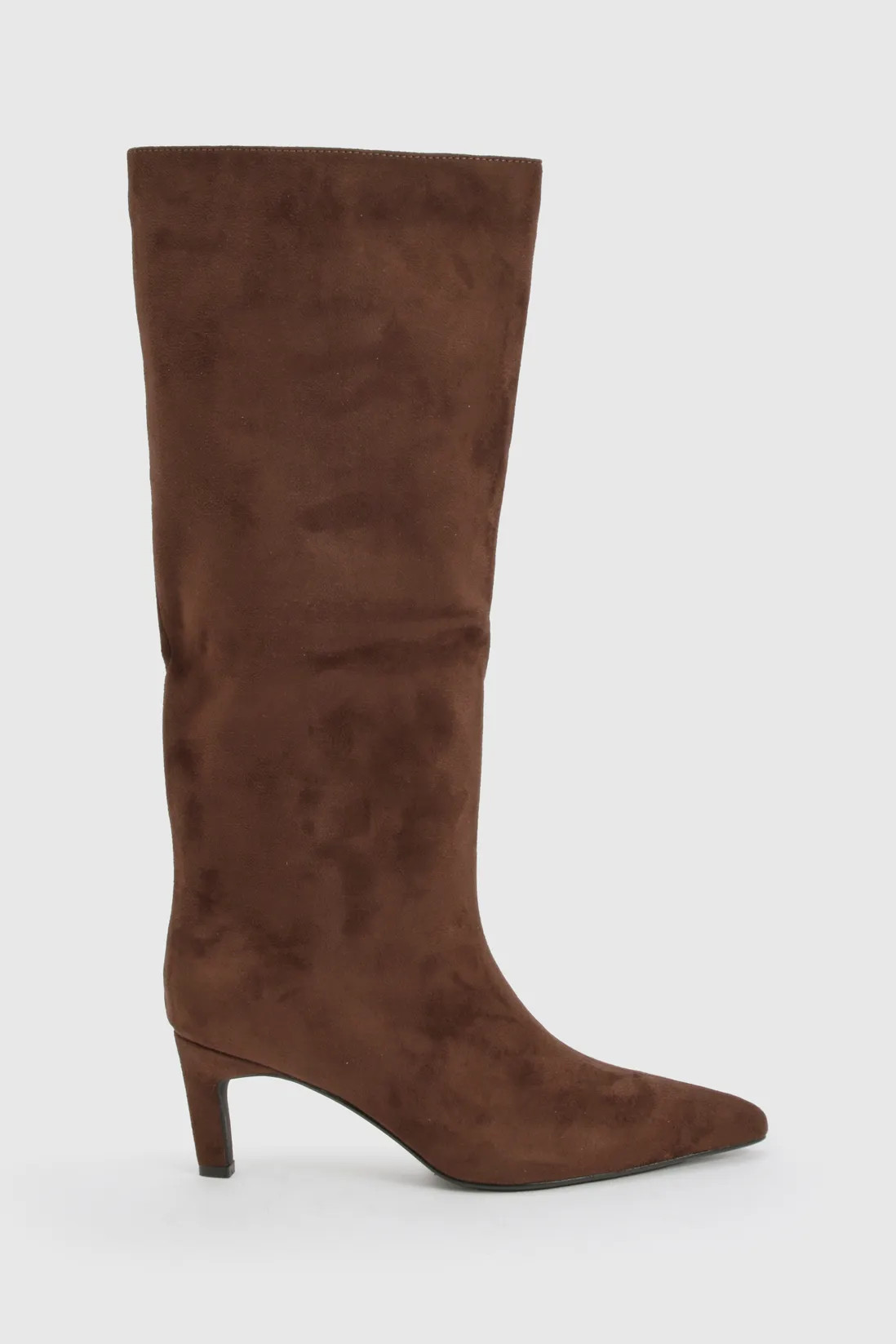 Faux Suede Knee High Column Stiletto Mid Boots | Boohoo.com (UK & IE)