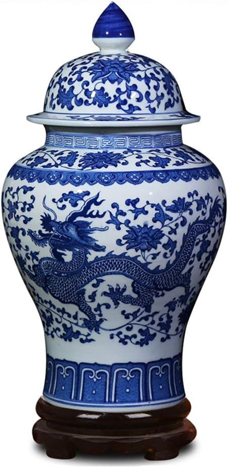 Amazon.com: ufengke Jingdezhen Classic Blue and White Porcelain Dragon Temple Ceramic Ginger Jar ... | Amazon (US)
