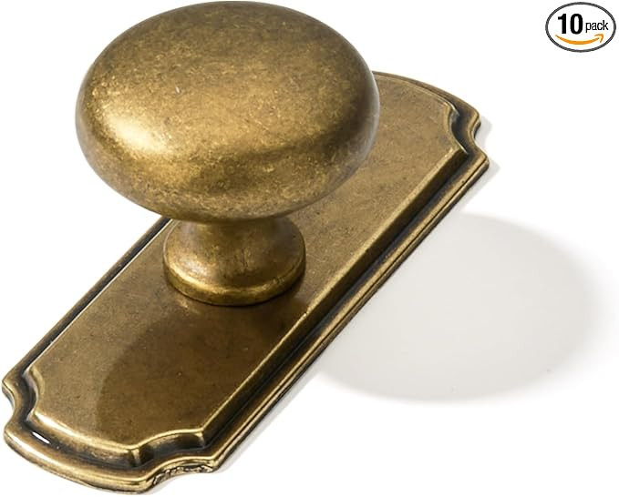 khtumeware 10 Pack 1-1/4 inch Backplate for Cabinet Knobs Antique Brass Drawer Knobs Cabinet Hard... | Amazon (US)