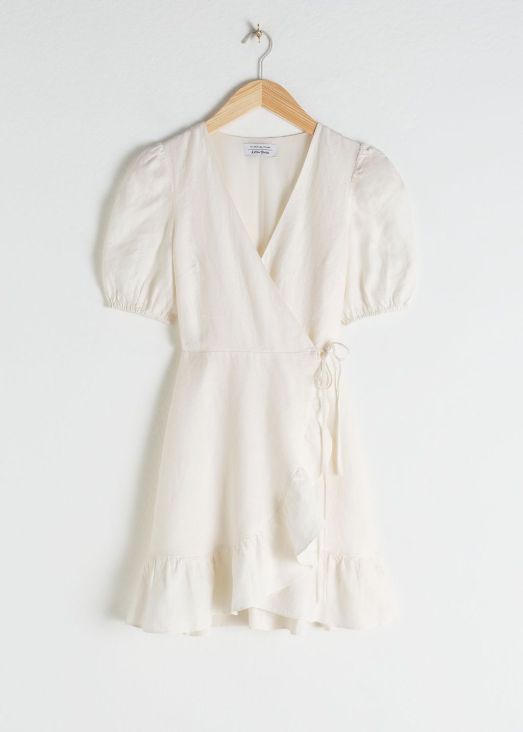 Puff Sleeve Linen Wrap Mini Dress - White | & Other Stories (EU + UK)