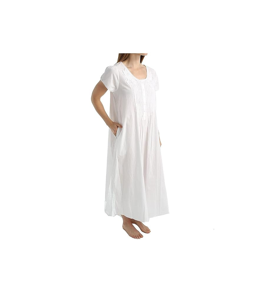 LA CERA Women's Victorian Nightgown, 100% Cotton, Side Pockets, Scoop Neckline, Short Sleeve, Sum... | Amazon (US)