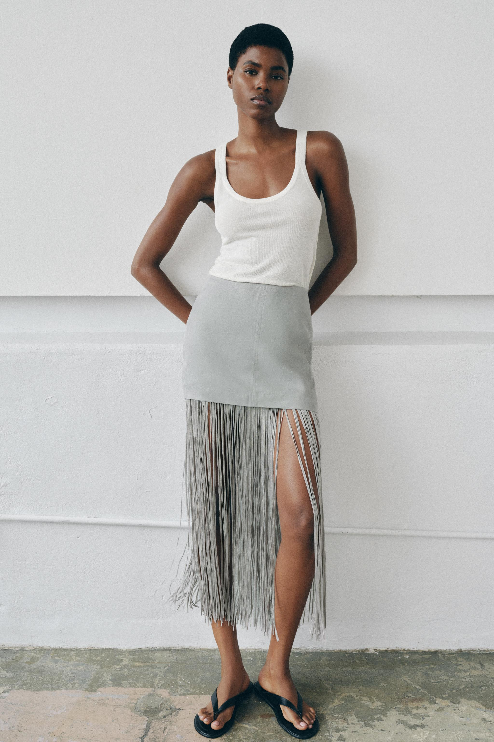 FRINGED LINEN MINI SKIRT | Zara US