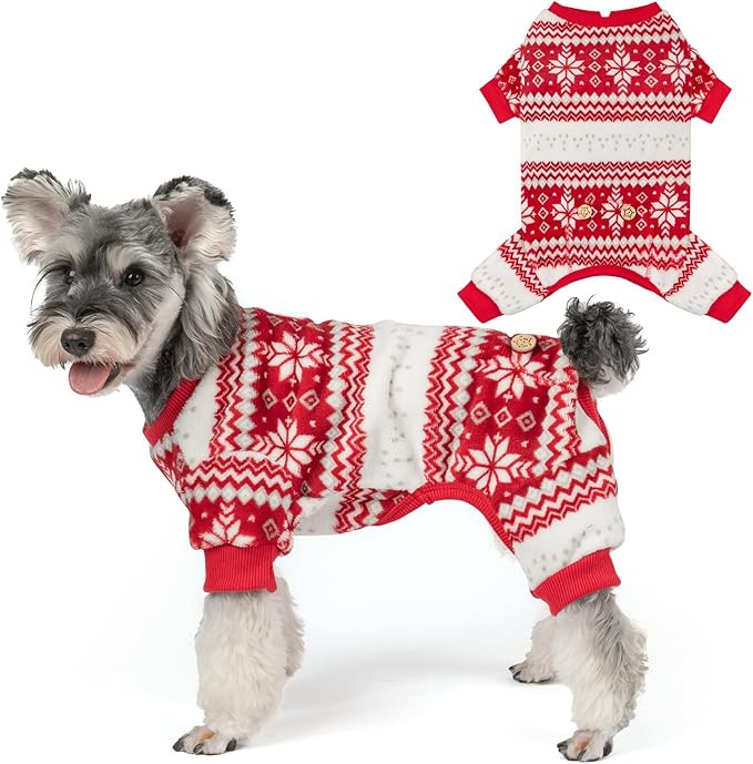 KYEESE Dog Christmas Pajamas, Soft Fleece Winter Dog Pajamas for Small Dogs, Warm Holiday Pet One... | Amazon (US)