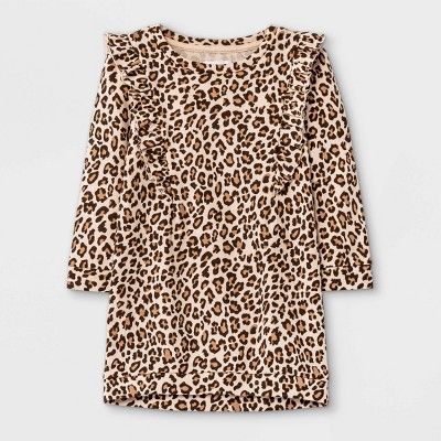 Grayson Mini Toddler Girls' Adaptive Leopard Print French Terry Dress - Tan | Target