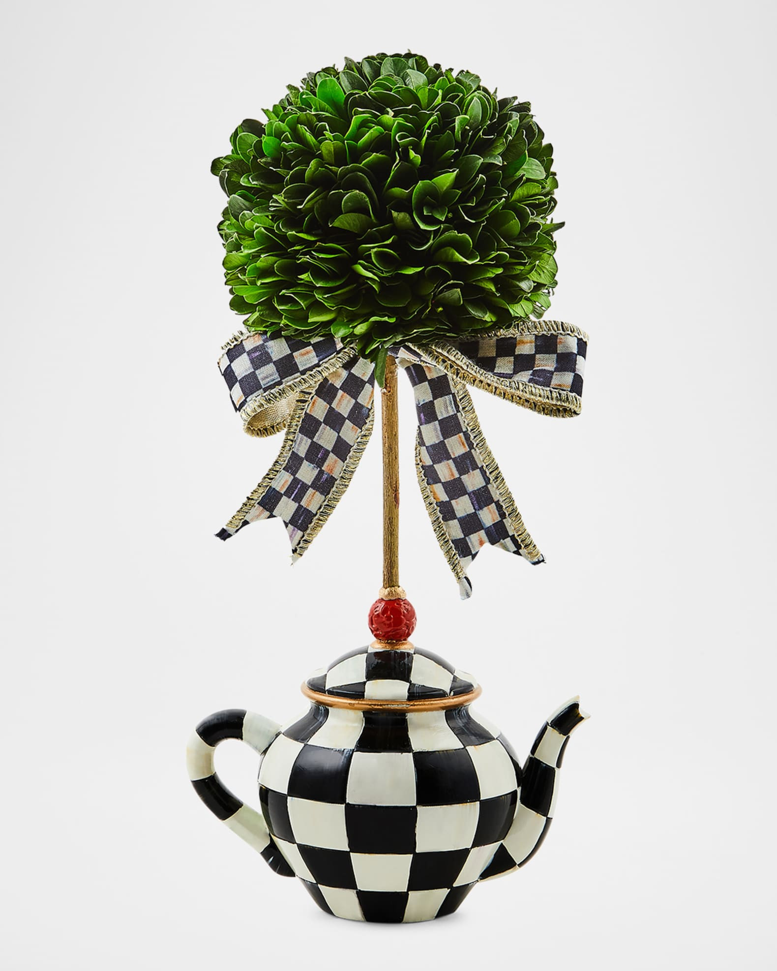 Courtly Check Teapot Boxwood Topiary | Neiman Marcus