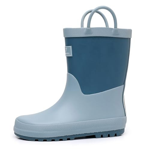 RAINANGEL Toddler Rain Boots with Easy-On Handles, Waterproof Rubber Kids Rain Boots for Girls and Boys, in Pure Blue, Size T9 | Amazon (US)