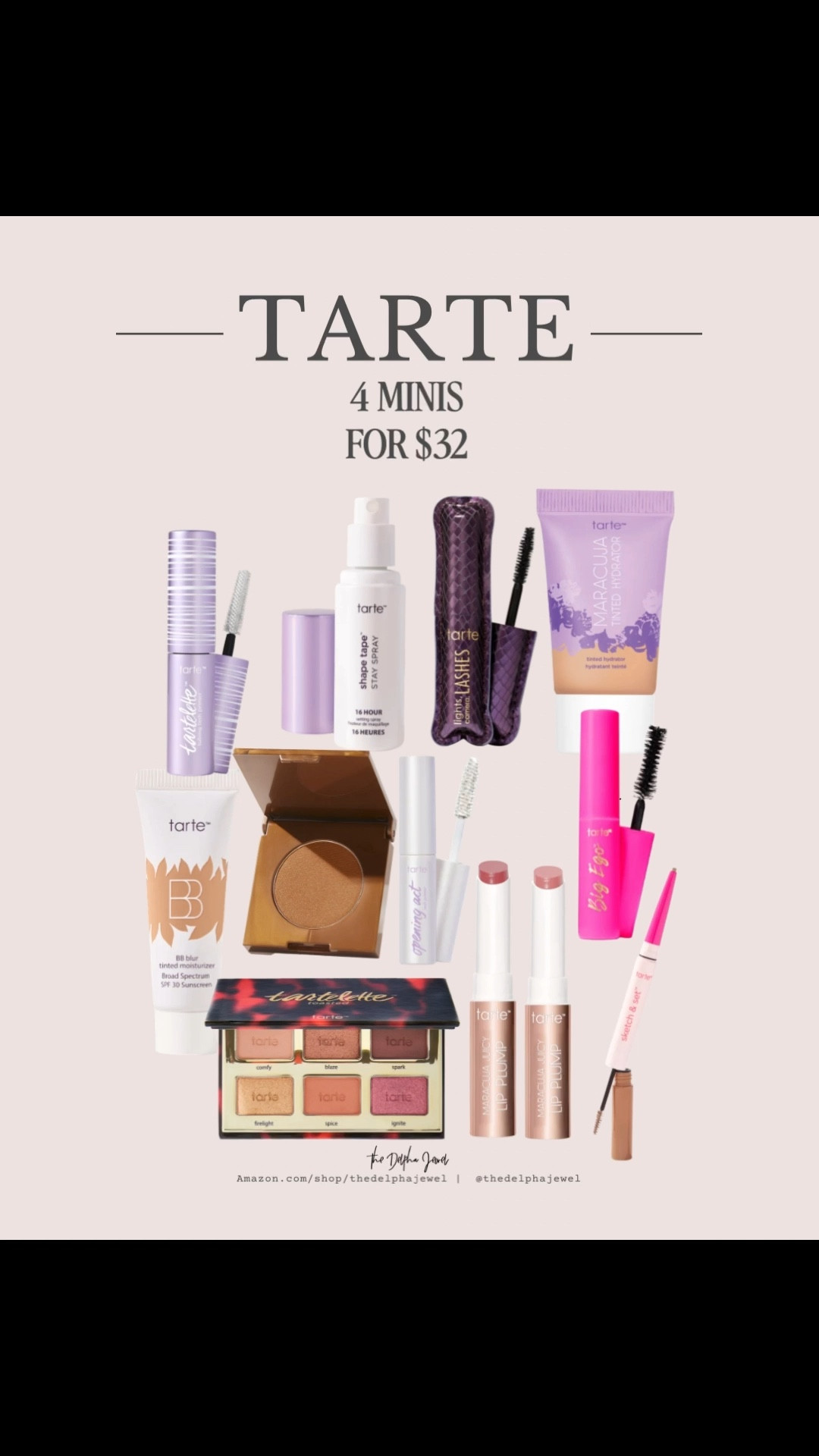 The perfect sale @Tarte pick 4 minis for just $32‼️ this is a great deal to try new products without committing to a full size. Here are my favorites! 

BB tinted moisturizer, tartelette palettes, big ego mascara, maracuja lip, shape tape concealer, Amazonian clay bronzer, mascara primer, shape tape setting spray 

#LTKSaleAlert #LTKselfcare #LTKBeauty