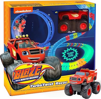 Blaze and The Monster Machine Race Track Set - 117-Piece STEM Playset with Flexible Glow Tracks -... | Amazon (US)