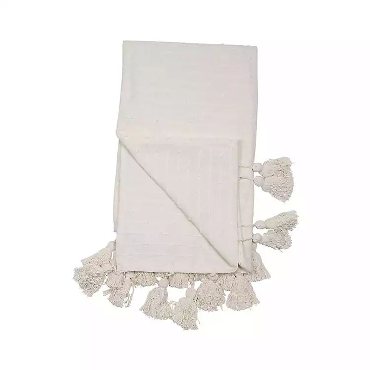 White Cora Cotton Hand Woven Throw | Kirkland's Home