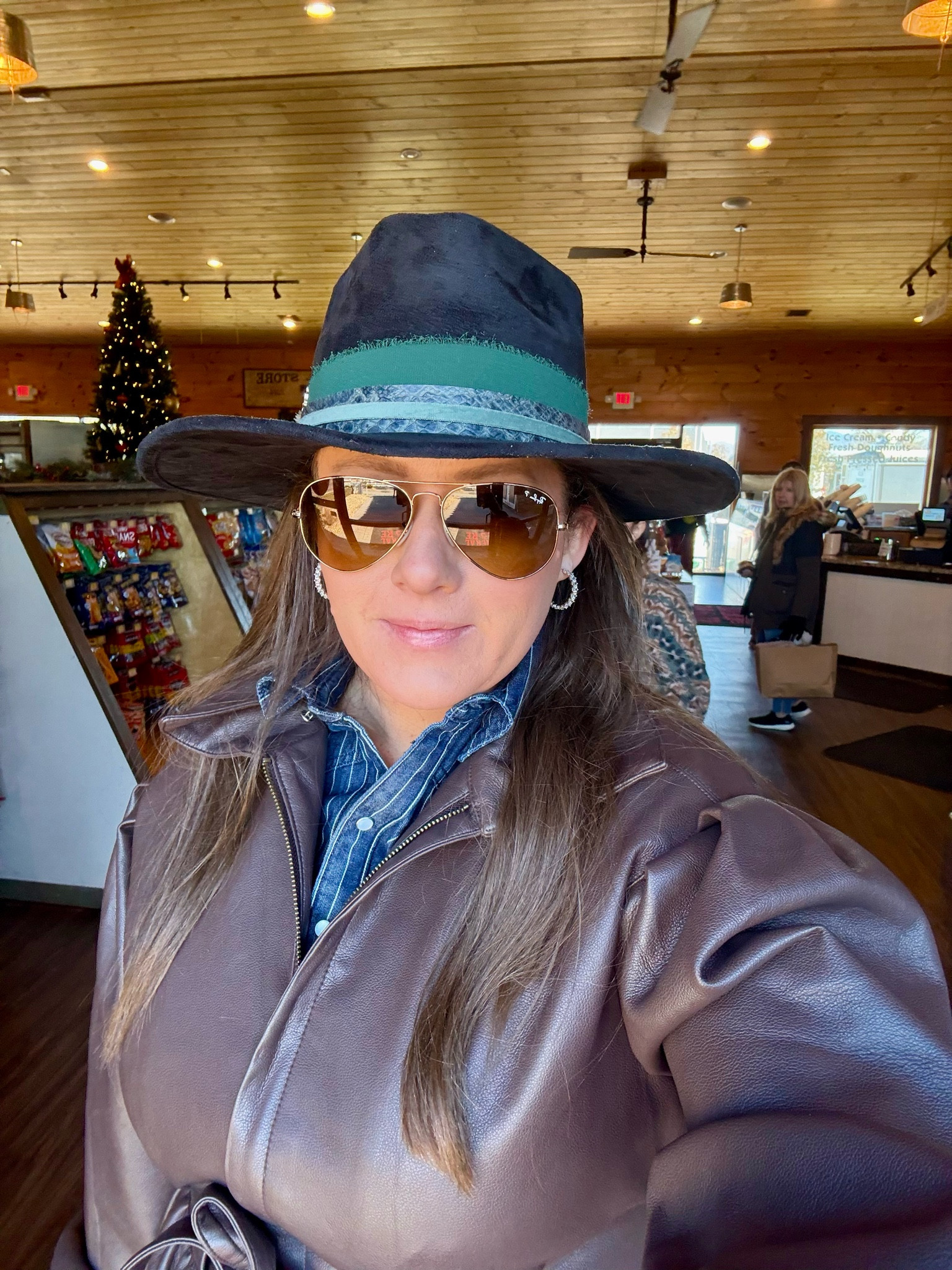 Kendra Scott Cailin Silver Crystal Hoop Earrings in White Crystal

Levi's Teodora Western Shirt
Custom hat Tyron 
Custom cowboy hat 

Marie Oliver
Chazz Jacket
Brown leather jacket tie leather jacket
Tie waist brown leather jacket 

Mother cuffed denim jeans 
Western attire western theme 
Cowboy outfit cowgirl outfit 

#LTKTravel #LTKFindsUnder50 #LTKStyleTip


#LTKFindsUnder100 #LTKSeasonal #LTKHoliday