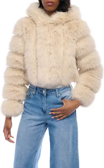 Jolene Crop Faux Fur Hooded Jacket | Nordstrom