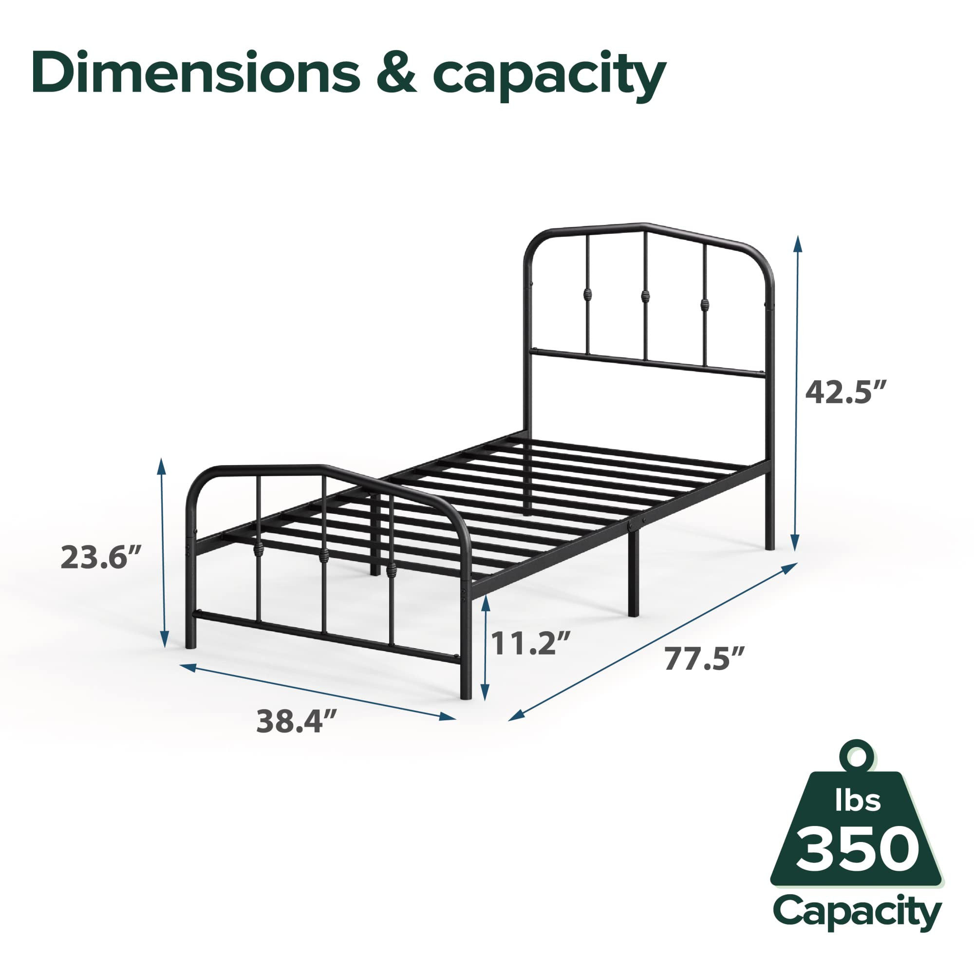 ZINUS Heidi Metal Platform Bed Frame, Steel Mattress Foundation, No Box Spring Needed, Easy Assem... | Amazon (US)