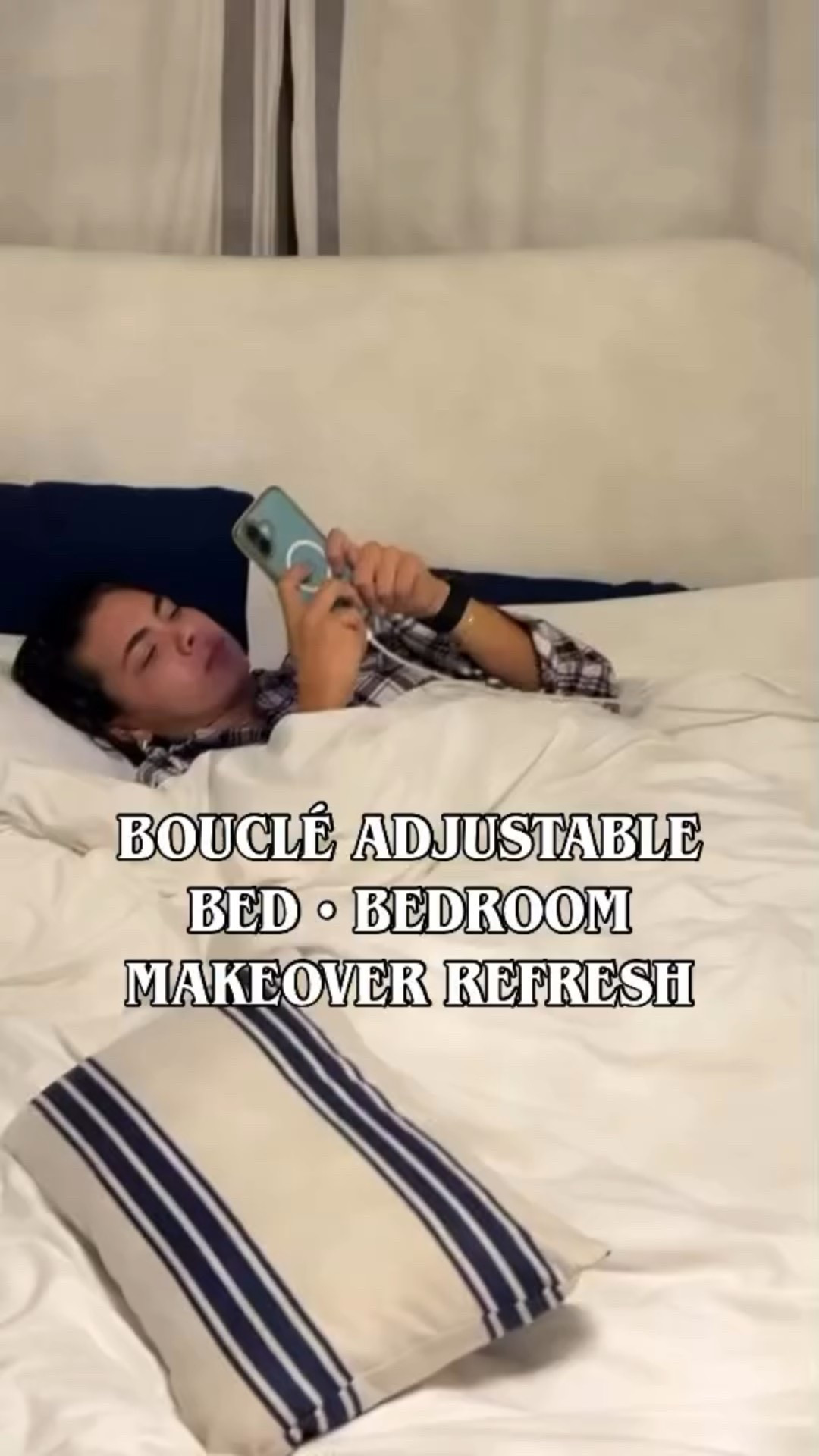 On a side note, if you read, scroll, or work in bed… this adjustable bed is the way to go 🤍

#bedroommakeover #bouclebed #bedroomrefresh #viralreels❤️ 
 
Comment BOUCLE below to receive a DM with the link to this post on my LTK ⬇ https://liketk.it/5Cvcy 

✨ Enjoy an Extra 5% OFF all upholstered adjustable beds with code FFXSN6Z2

#LTKOver40 #LTKmomlife #LTKHome