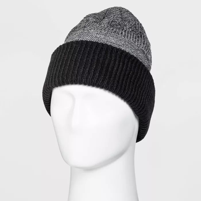 Men's Reversible Knit Beanie - Goodfellow & Co™ Gray/Black One Size | Target