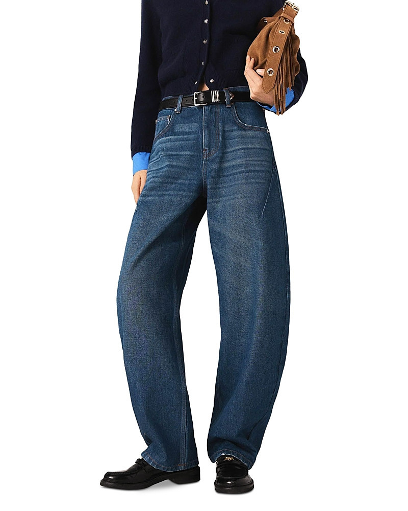 Maje Balloon Jeans with Martingale in Blue | Bloomingdale's (US)