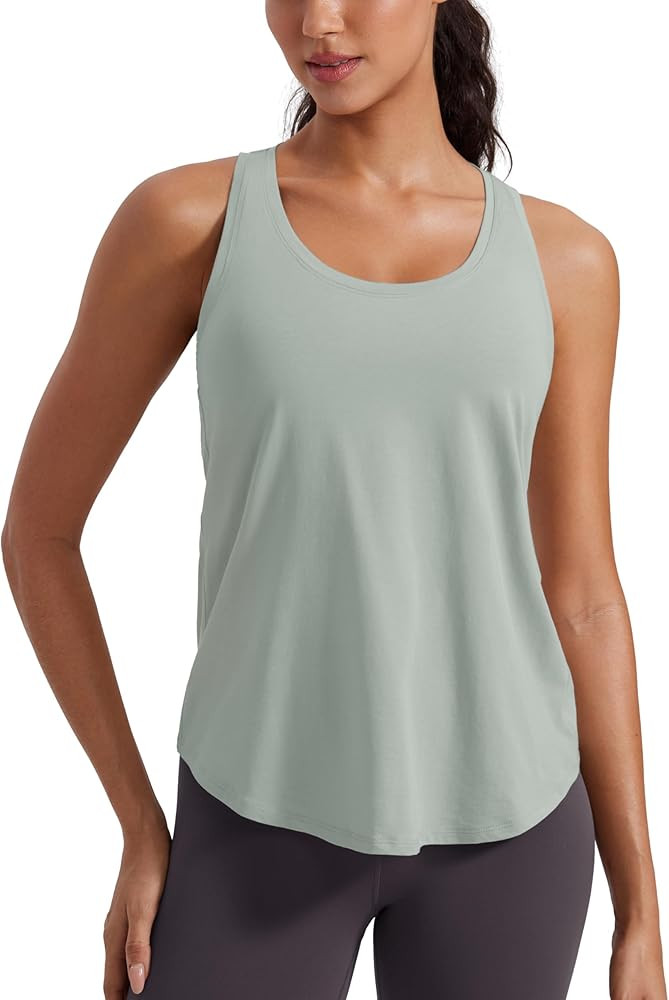 CRZ YOGA Womens Pima Cotton Racerback Workout Tank Tops Scoop Neck Loose Sleeveless Tops Athletic... | Amazon (US)