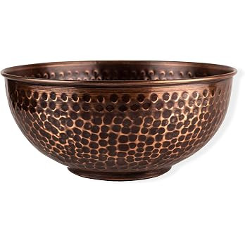 GoCraft Antique Copper Mixing Bowl 7.5" – Handcrafted Hammered Copper Bowl for Whisking Eggs, T... | Amazon (US)
