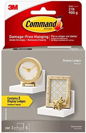 Command Display Ledges, Quartz, 2-Ledges, 8-Medium Foam Strips, Decorate Damage-Free, Pack of 2 | Amazon (US)