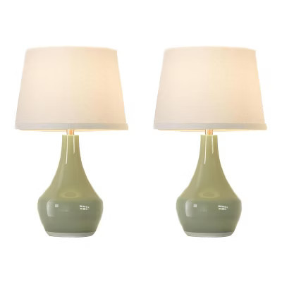 Itopfox Modern Green Table Lamps Set of 2 - Bedside Lamps for Night Stands, Bedroom Lamp for Living Room Sage Green Lamps with Rocker Switch | Target