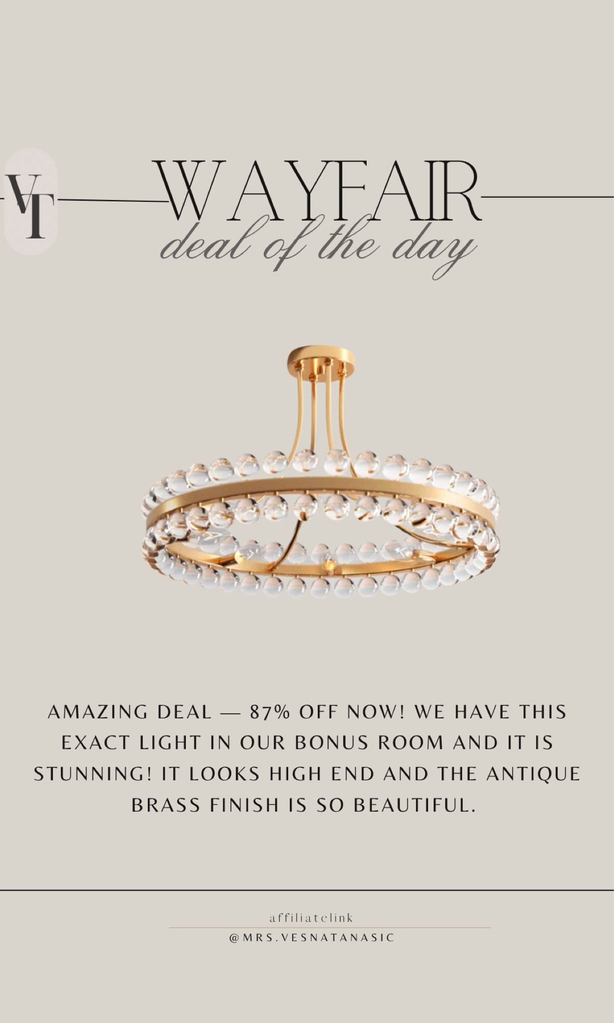 
Amazing deal — 87% off now! We have this exact light in our bonus room and it is stunning! It looks high end and the antique brass finish is so beautiful. 

#LTKHome #LTKStyleTip #LTKSaleAlert