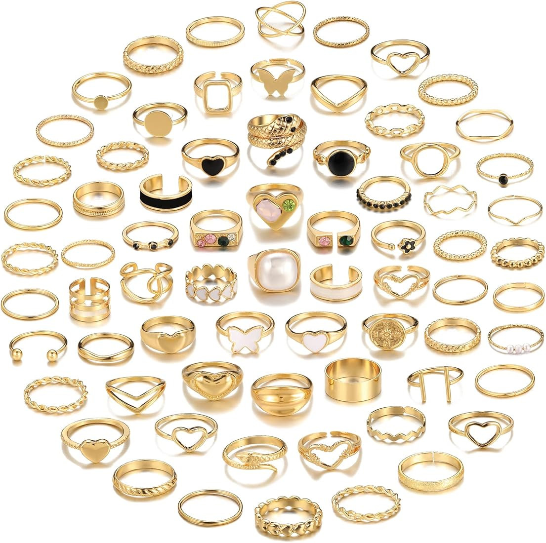 Dodder 70 Pcs Vintage Gold Knuckle Rings Set for Women Girls, Boho Crystal Finger Rings Aesthetic... | Amazon (US)