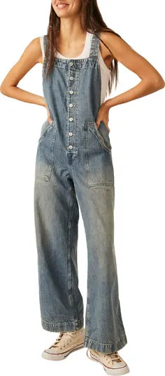 Fields of Flowers Wide Leg Denim Overalls | Nordstrom