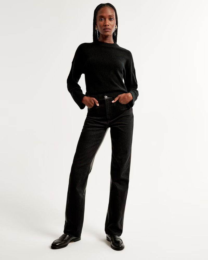 Mixed Fabric Ultra High Rise 90s Straight Jean | Abercrombie & Fitch (US)