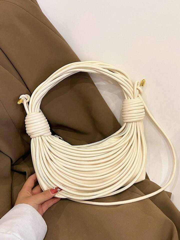 Fashionable Woven Texture Knot Design Handbag, Multicolor Shoulder Bag & Tote Bag | SHEIN