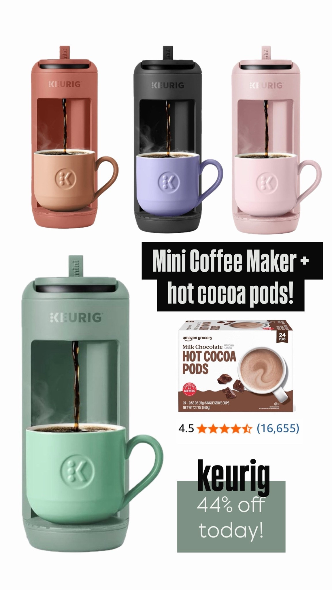Hot drinks made easy! This drink maker is 44% off today. Not a coffee drinker? No problem! Make hot cocoa instead!

#LTKdayinmylife #LTKgrwm #LTKmomlife
