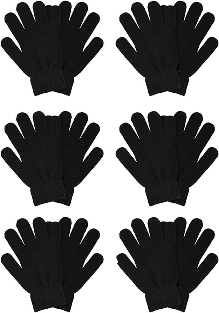 6 Pairs Winter Magic Gloves for Women Men Knit Black Gloves Cold Weather Thermal Warm Stretchy Gl... | Amazon (US)