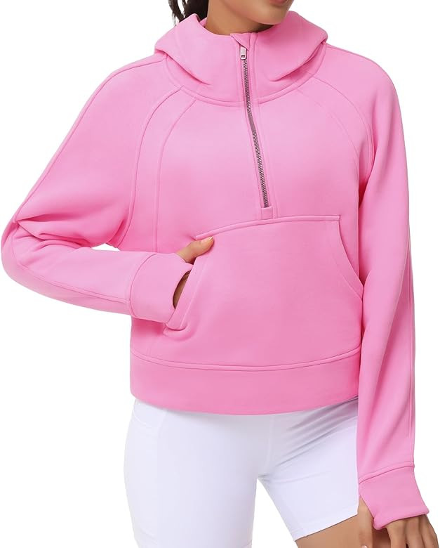 THE GYM PEOPLE Womens' Hoodies Half Zip Long Sleeve Fleece Crop Pullover Sweatshirts with Pockets... | Amazon (US)