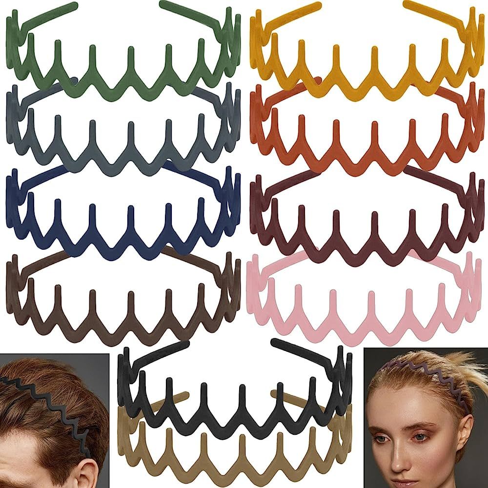 LAPOHI 10 PCS Non Slip Fashion Effortless Plastic Headbands with Teeth Comb Skinny Hair Bands for... | Amazon (US)