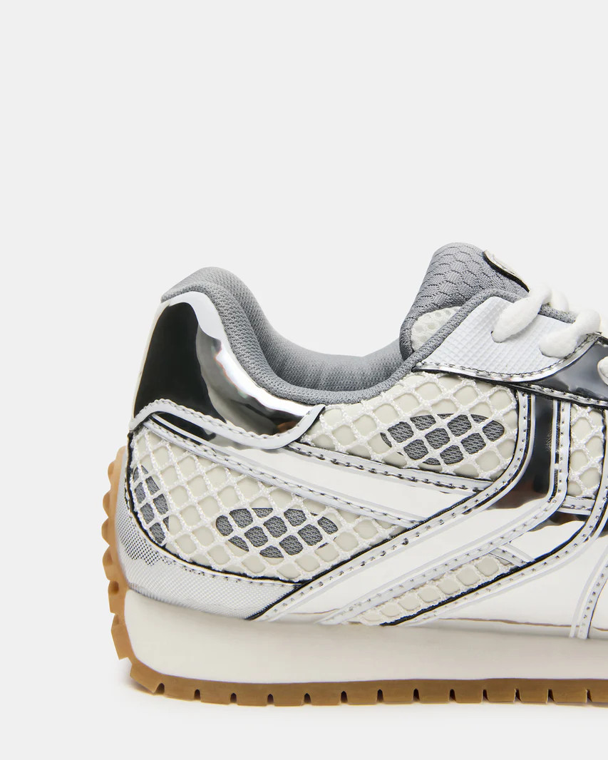 PAGER Silver Multi Low-Top Lace-Up Mesh Women's Sneaker | Steve Madden (US)