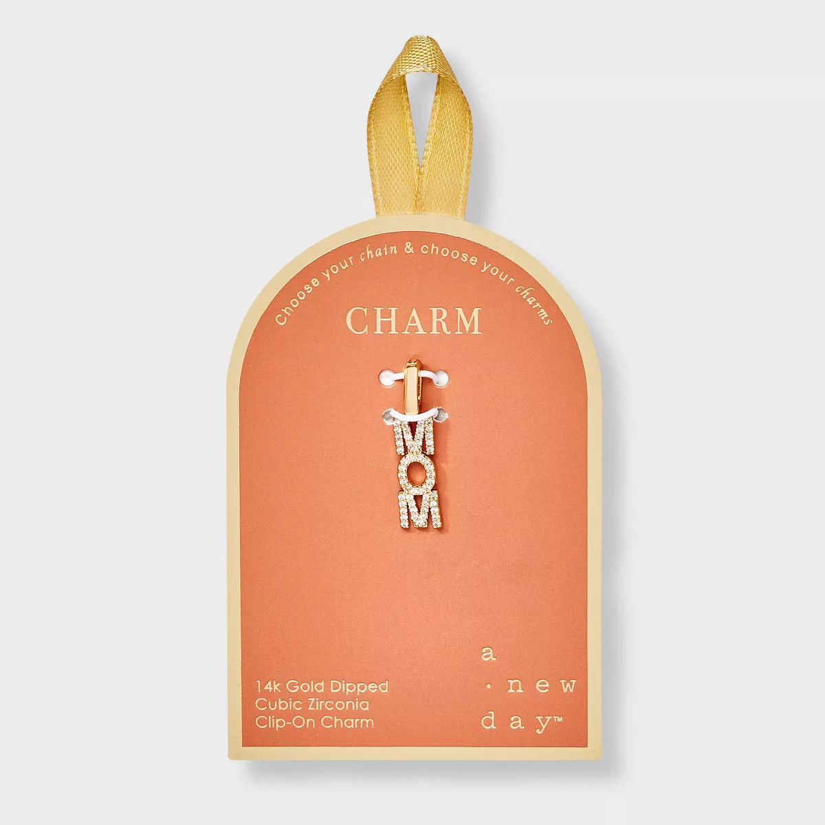 14K Gold Dipped Cubic Zirconia "MOM" Charm - A New Day™ Gold | Target