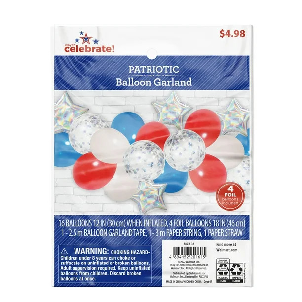 4th of July Party Decoration Multicolor Balloon Garland, 23Pcs -Way to Celebrate | Walmart (US)