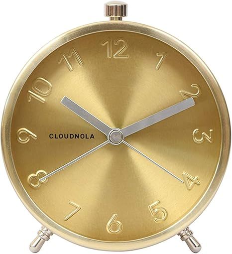 Cloudnola Glam Metal Alarm Clock Gold, 4.3 inch Diameter, Battery Operated Quartz Movement, Silen... | Amazon (US)
