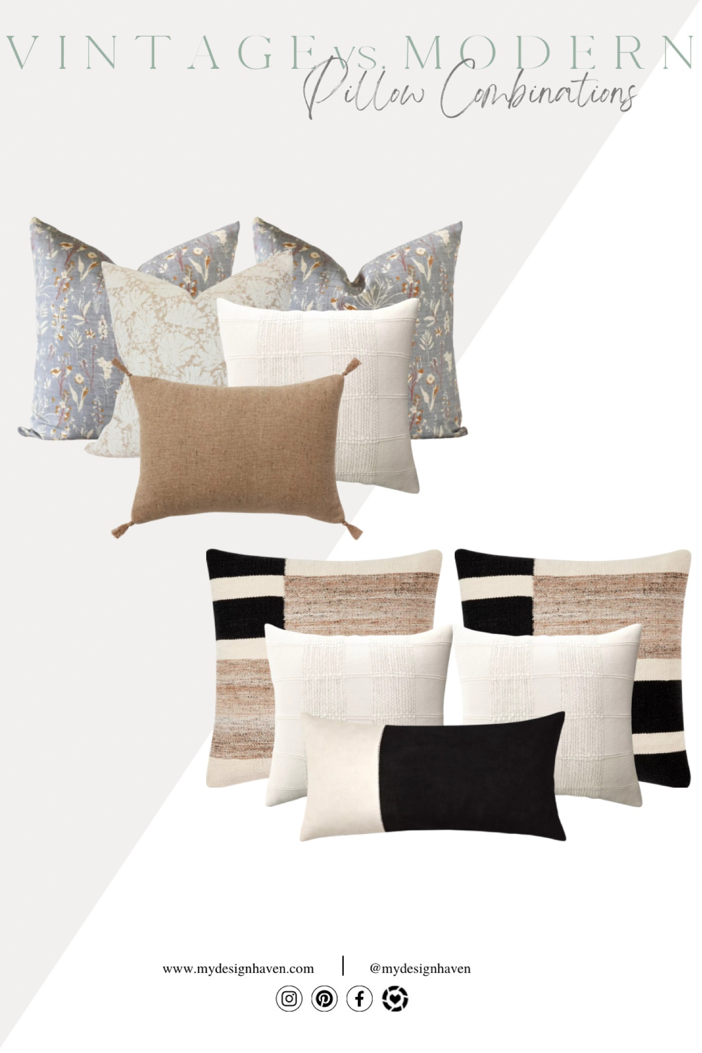 In search of a perfect pillow combination for a bedroom or a living room? Two style options listed here 🤍 vintage and modern. Totally different but both so beautiful and can elevate bedding or a living room plan perfectly ✨

#LTKHome #LTKSaleAlert #LTKStyleTip