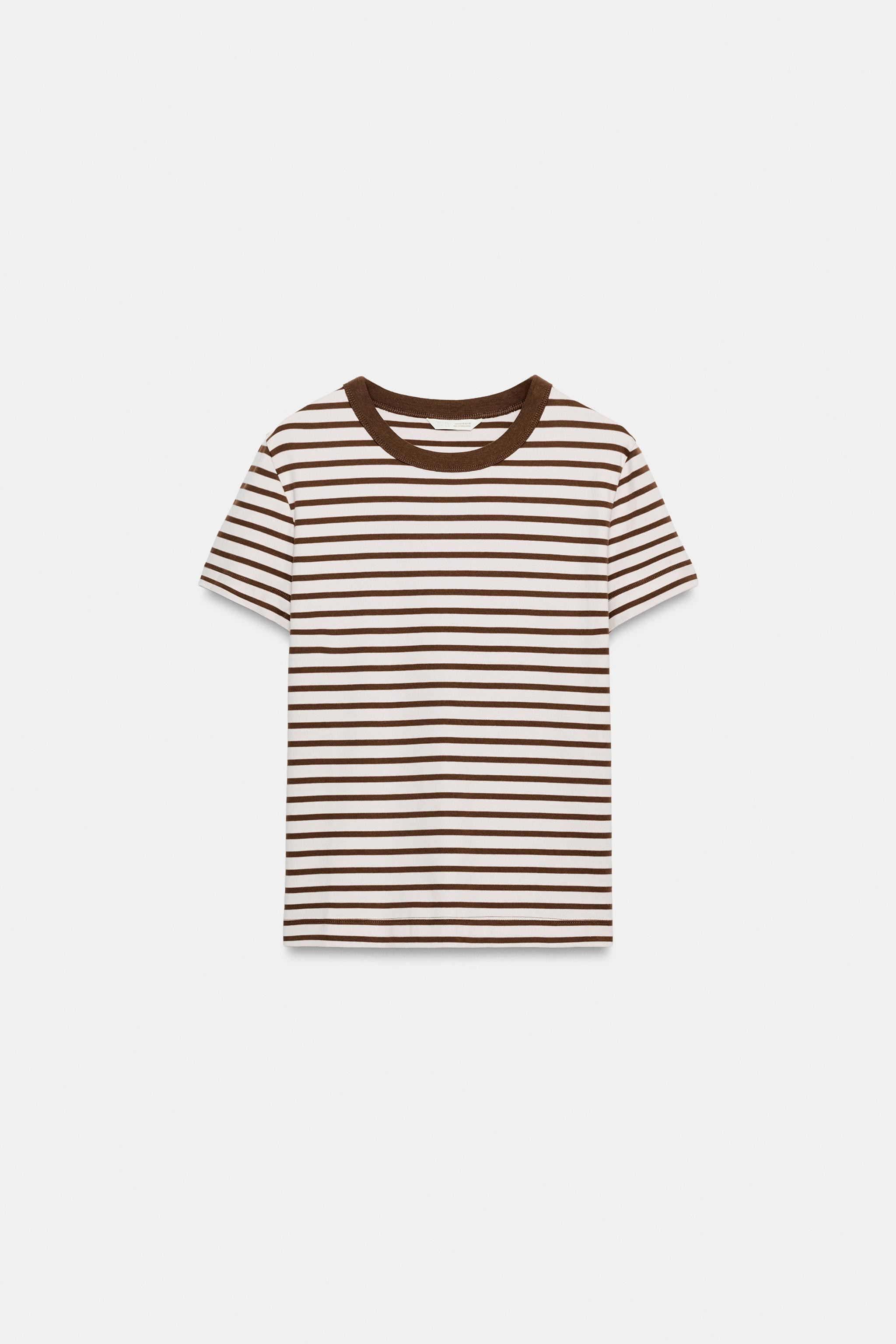 SHORT SLEEVE STRIPED INTERLOCK T-SHIRT | Zara US