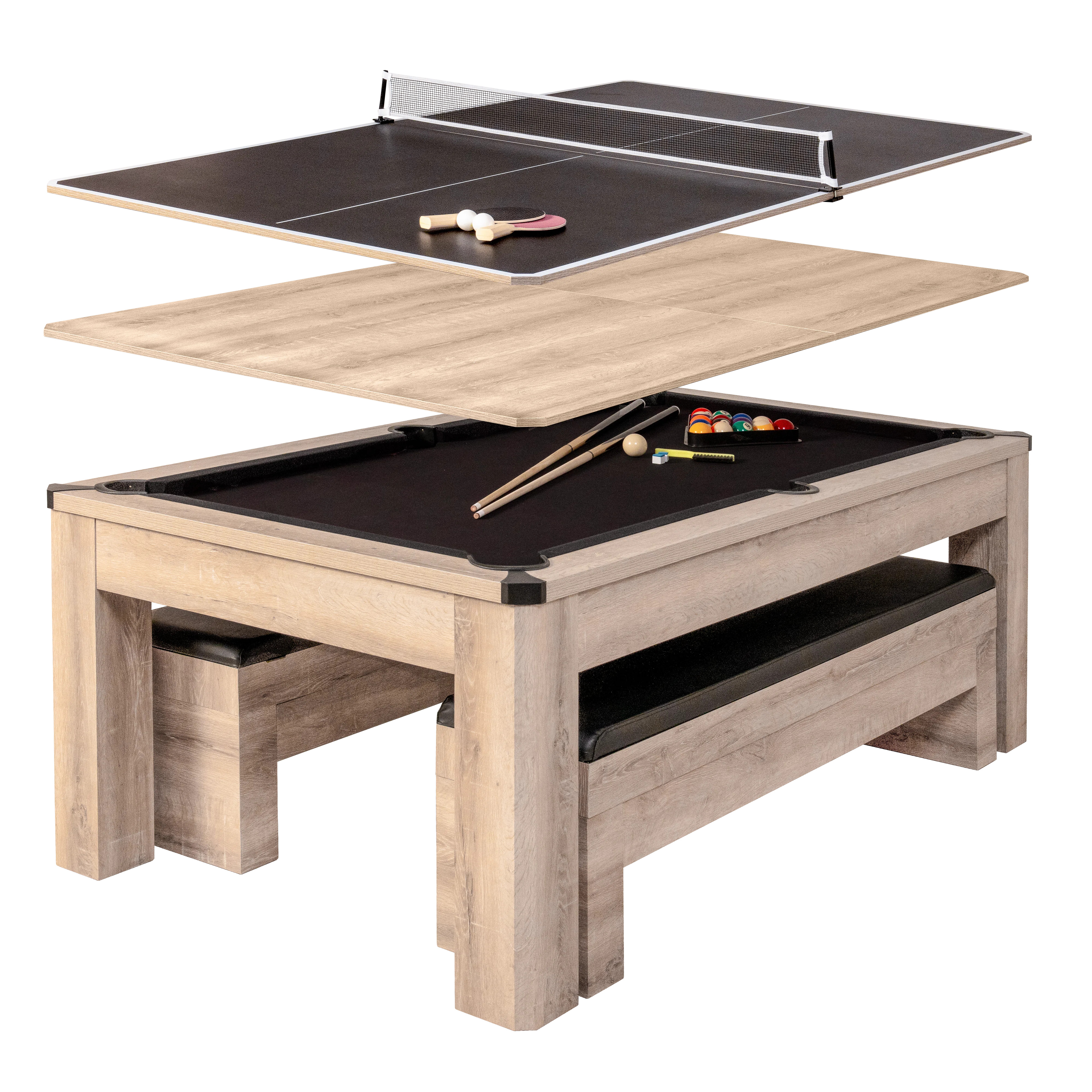 American Legend 7' Hampton 3-in-1 Combination Table Includes Billiards, Table Tennis, and Dining ... | Wayfair North America