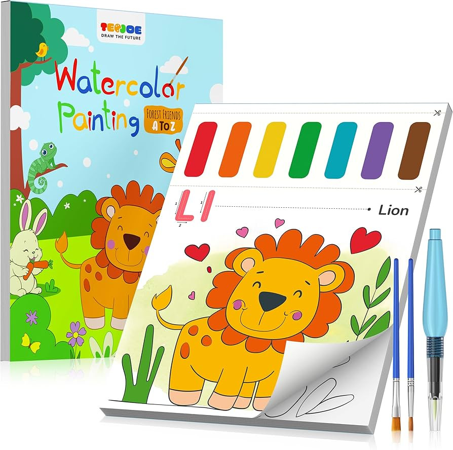TECJOE Paint with Water Coloring Books for Toddlers, A to Z 26 Pages Animal Watercolor Paint Set ... | Amazon (US)