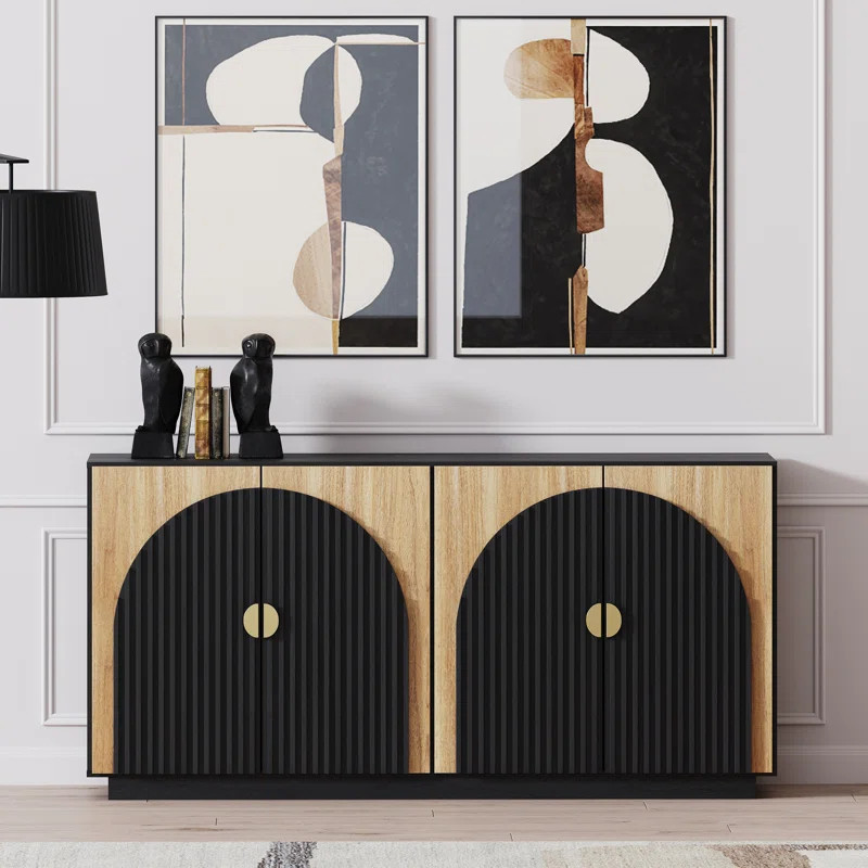 64.8" Buffet Cabinet with Storage, Sideboard Large Console Table, Camel | Wayfair North America