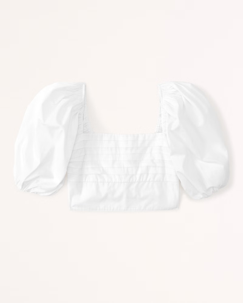Puff Sleeve Poplin Squareneck Top | Abercrombie & Fitch (US)