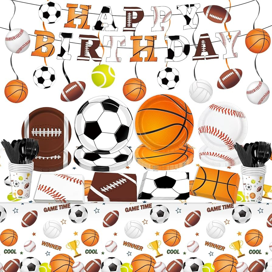 Sports Birthday Party Decorations, Sports Theme Party Plates and Napkins Baseball Football Soccer... | Amazon (US)