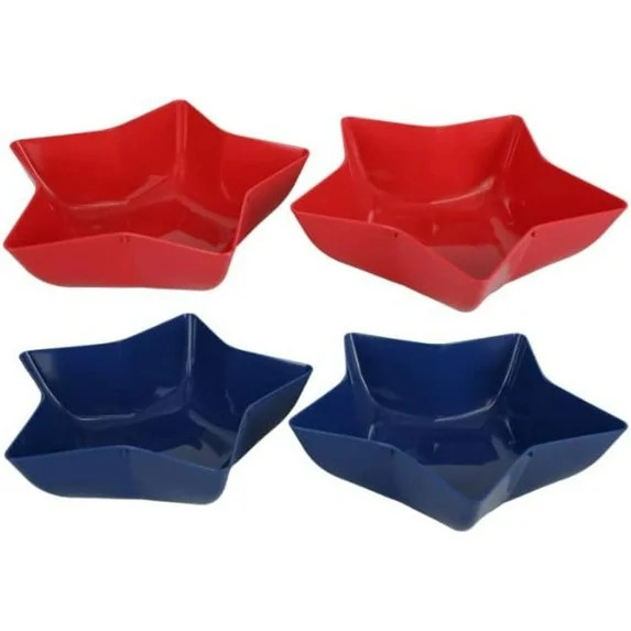 4 PC Set of Red & Blue Star Bowls for 4th of July - Independence Day, BBQ, Backyard Get Together,... | Walmart (US)