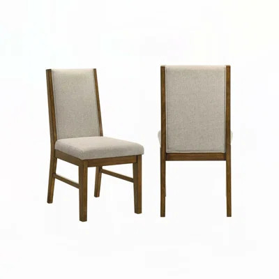 Upholstered Soft Neutral Fabric Wooden Dining Chairs | Wayfair North America