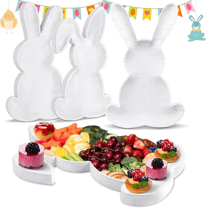 3 Pcs Easter Charcuterie Boards Bunny Serving Platter Wooden Easter Food Serving Trays Rabbit Cha... | Amazon (US)