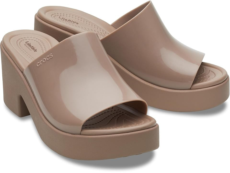 Crocs Brooklyn Slide Heel Women's Shoes Latte/High Shine : 10 M | Zappos
