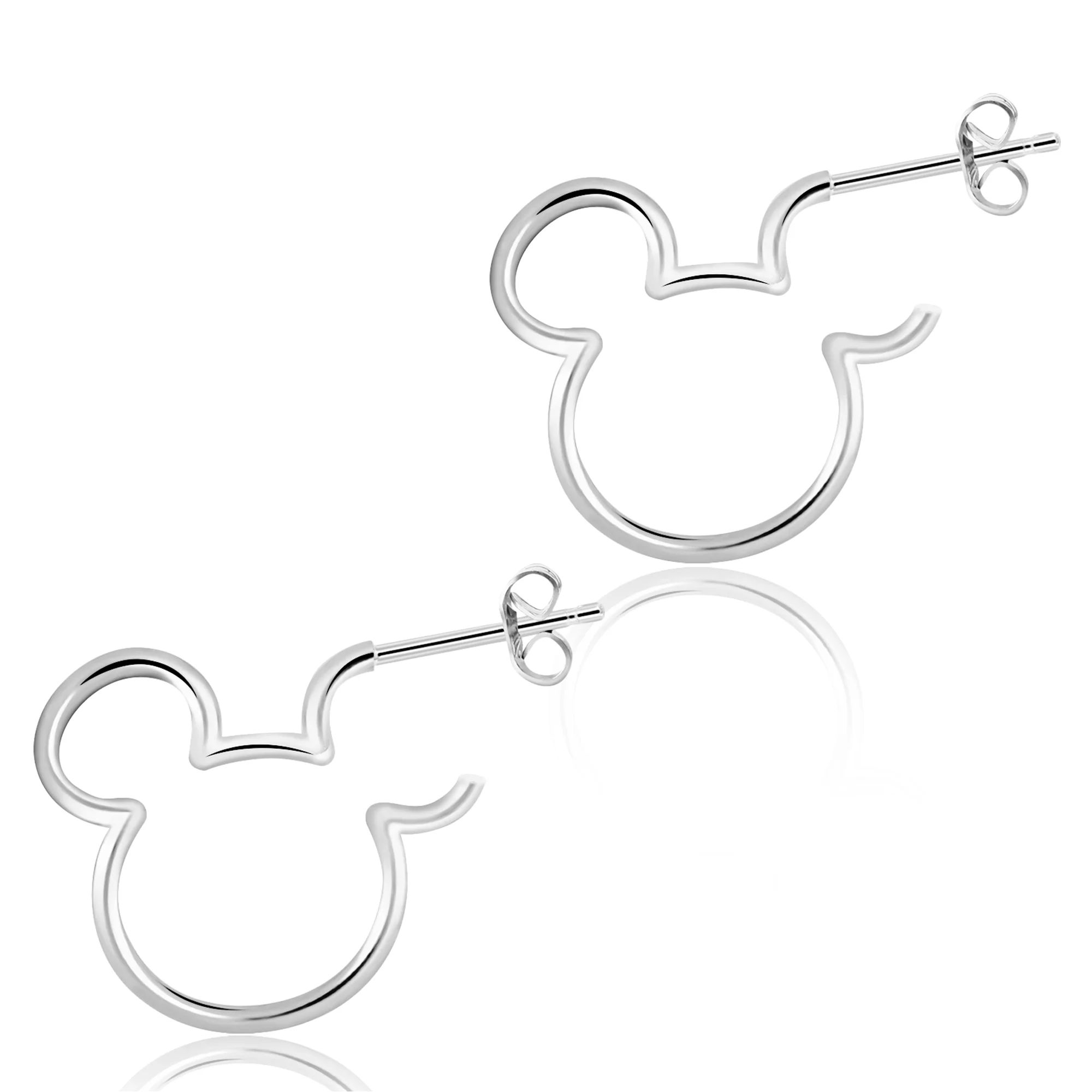 Disney Women's Sterling Silver Mickey Mouse Hoop Earrings | Walmart (US)
